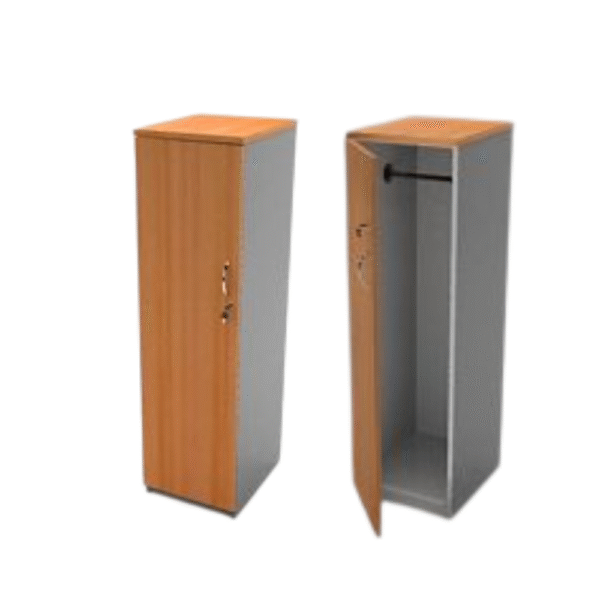 gabinete closet de cuerpo angosto, barra de colgar y repisa