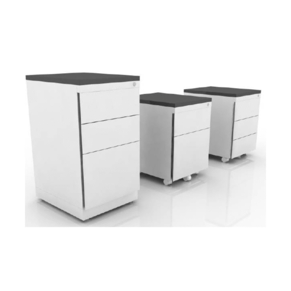 cajoneras metálicas de acero laminado, opcion 1 cajon 1 kardex, 3 cajones simples, con y sin ruedas, pintadas color blanco, gris grafito, gris aluminio o negro
