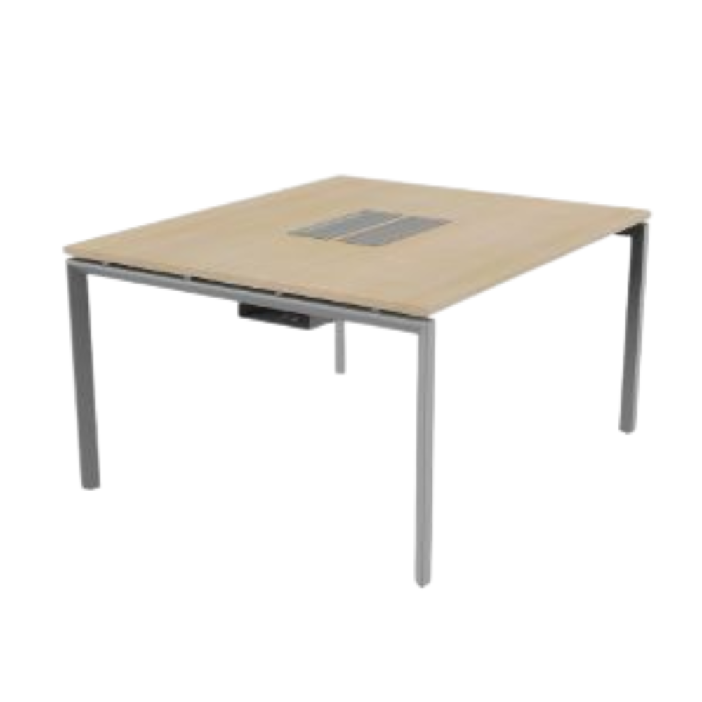 escritorio bench doble, estructura metalica y cajas electricas