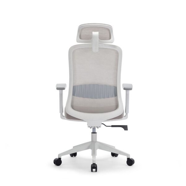 Silla ejecutiva, gerencial con cabecro BKN, respaldo alto, ergonomica, brazos regulables, respaldo malla gris, asiento tapiz gris