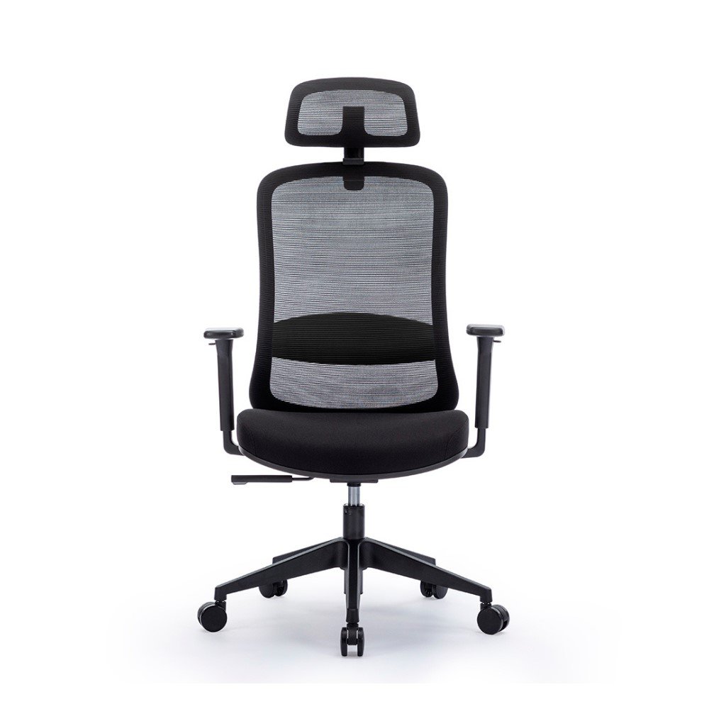 Silla ejecutiva, gerencial con cabecro BKN, respaldo alto, ergonomica, brazos regulables