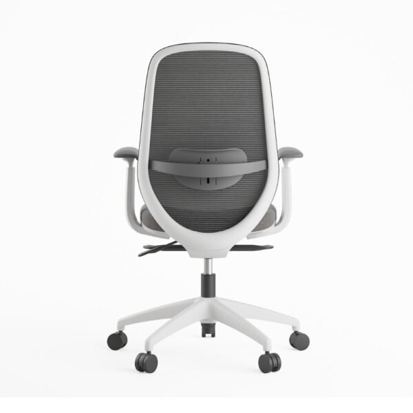 silla ejecutiva o gerencial estructura gris, asiento tapizado color gris, respaldo de malla gris, con cabecero tapizado, brazos regulables, mecanismo autopesante