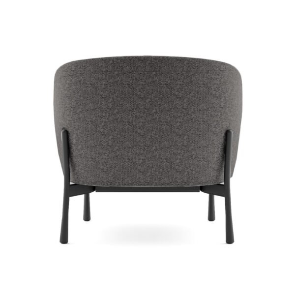 sofa de 1 cuerpo tapizado en tela color gris, estructura metalica color negro
