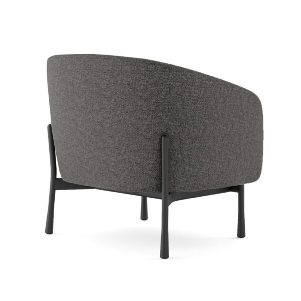 sofa de 1 cuerpo tapizado en tela color gris, estructura metalica color negro