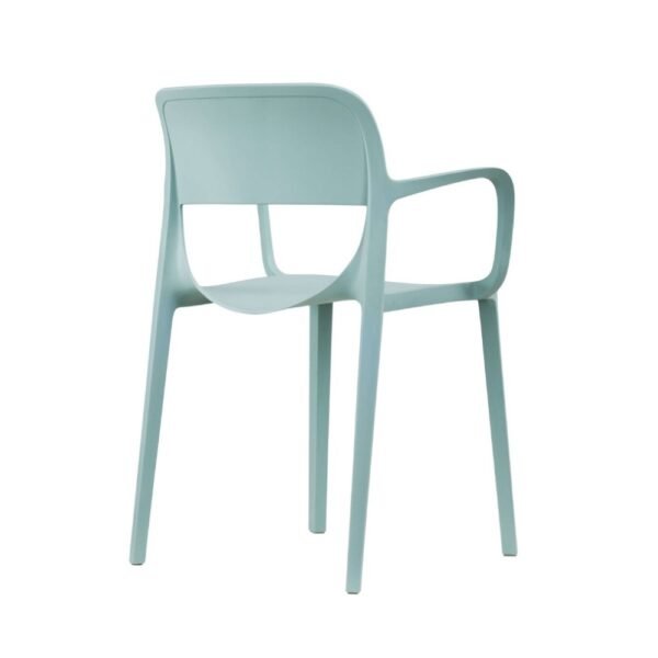 silla con brazos para interior y exterior, de polipropileno color verde agua, con tratamiento UV,