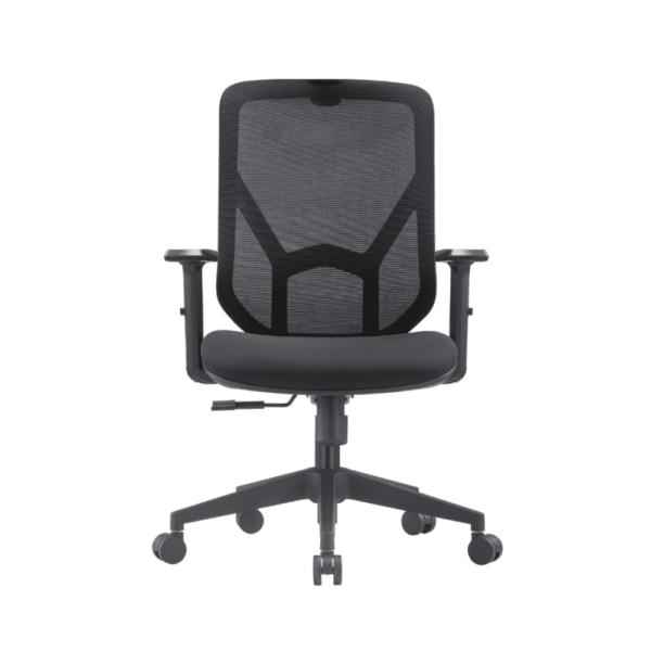 Silla operativa, ejecutiva, Oxford negra, ergonomica, respaldo de malla negra