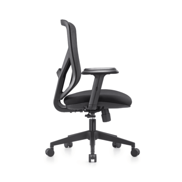Silla operativa, ejecutiva, Oxford negra, ergonomica, respaldo de malla negra