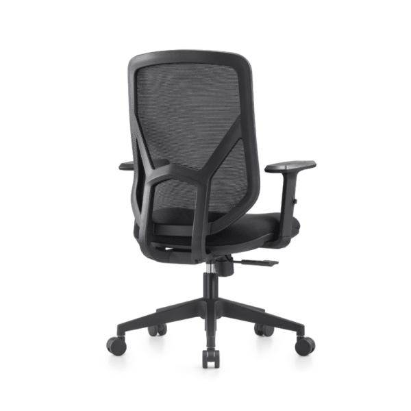 Silla operativa, ejecutiva, Oxford negra, ergonomica, respaldo de malla negra